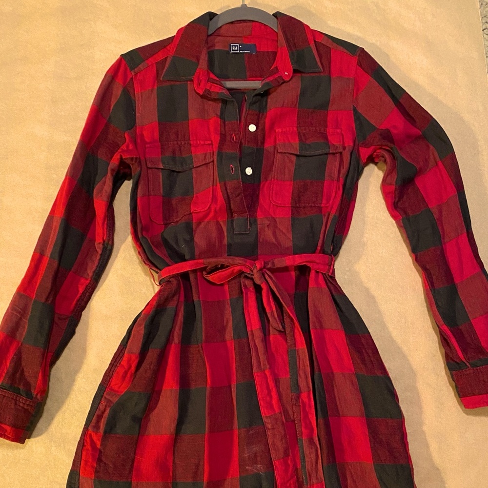 GAP Buffalo plaid flannel shirt dress